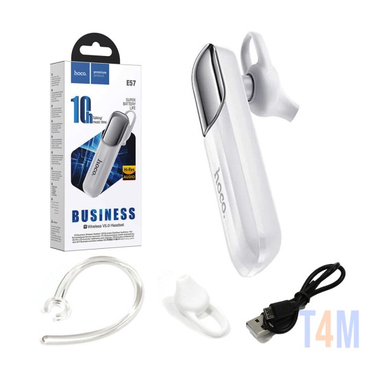 Auscultador Bluetooth Hoco E57 Essential business com Microfone 170mAh Branco